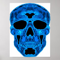 Blue Skull Horror Mask Print