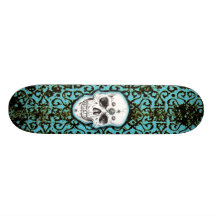 blue skull slateboard skate board deck