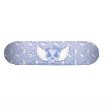 Blue Skull With Wings Skateboard