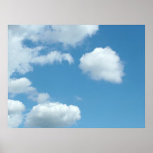 blue sky and white clouds poster