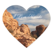Blue Sky Meets Red Rock; Nevada Souvenir Heart Sticker