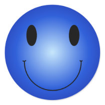 Blue Smiley Round Sticker