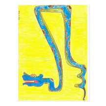Blue Snake Flying in Yellow Sky or Zaquicaz Post Card