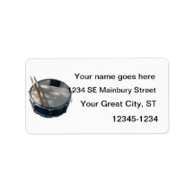 Blue Snare Drum Drumsticks and Muffler Custom Address Labels