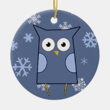 Blue Snow Owl Ornament