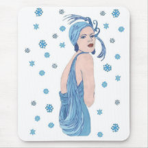 Blue Snowflake Flapper Mousepad