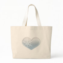 blue snowflake heart canvas bags