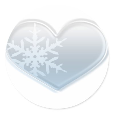 blue snowflake heart round sticker by trish1968