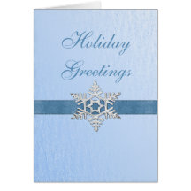 Blue SnowFlake Holiday Greeting Card