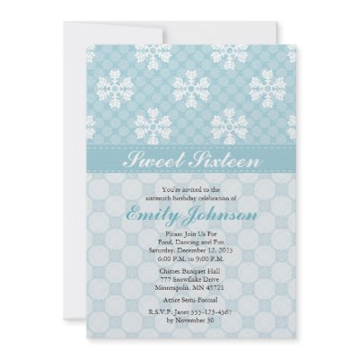 Blue Snowflake Sweet Sixteen Invitations by OccasionInvitations
