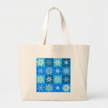 Blue Snowflake Tile Christmas Pattern Gifts Canvas Bag