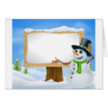 Blue snowflakes and Santa background Greeting Card