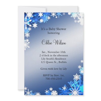 Blue Snowflakes Baby Shower Invitation by prettyfancyinvites