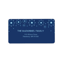 Blue Snowflakes holiday address labels