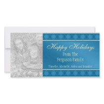 Blue Snowflakes Holiday Photocard Photo Greeting Card