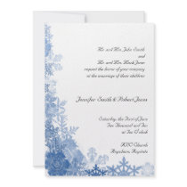 Blue Snowflakes on White Background Announcements