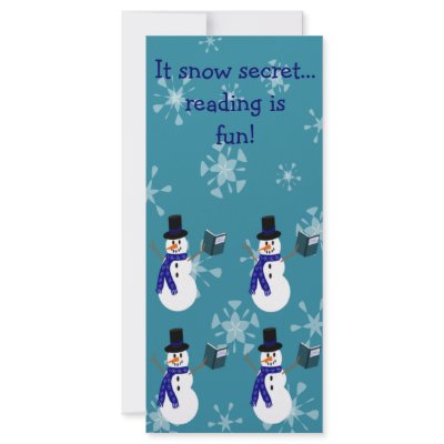 Blue Snowflakes Reading Snowman Bookmarks Customized Rack Card by csinvitations