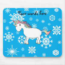 Blue snowflakes unicorn christmas gifts mouse pads