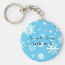 Blue snowflakes wedding favours key chain