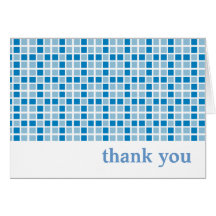 Blue Squares Pattern Thank You Greeting Cards