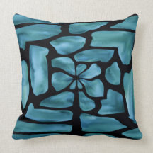 'Blue Stained Glass Labyrinth' Pillow