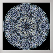 Blue Stained-Glass Mandala Poster