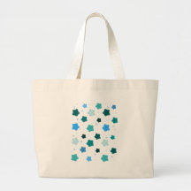 Blue Star Flower Pattern Tote Bags