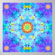 Blue Star Hippy Mandala Patterned Poster