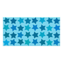 Blue Star Pattern Custom Photo Card