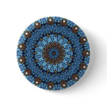 Blue Star Stained Glass Pinback Button Pin