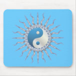 Blue Starburst Yin Yang Mouse Pad