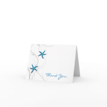 Blue Starfish and Silver Coral Thank You Cards