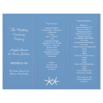 Blue Starfish Tri-Fold Wedding Program Templates Customized Letterhead