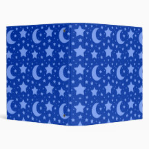 blue stars and moon patterns 3 ring binders