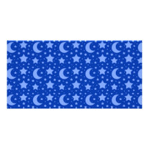blue stars and moon patterns custom photo card
