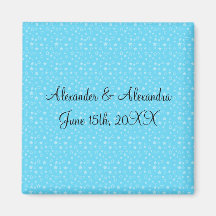 Blue stars wedding favours fridge magnets