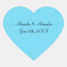 Blue stars wedding favours heart sticker