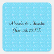 Blue stars wedding favours square sticker