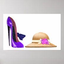 Blue stiletto shoes and hat art Poster