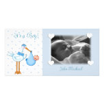 Blue Stork Baby Boy Photo Greeting Card