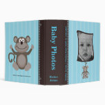 Blue Stripe Baby Photo Album with Monkey Binder