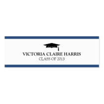 Blue stripe border graduation cap name card business cards