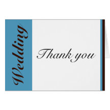 Blue Stripe Chocolate Brown Wedding Thank You Card