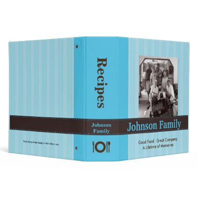 Blue Stripe Family Photo Recipe Binder by waltersroom