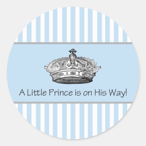 Blue Stripe Prince Crown Baby Boy Envelope Seal Stickers