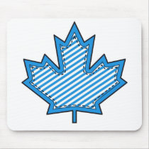 Blue Striped  Applique Stitched Maple Leaf Mouse Pads