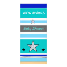 Blue Striped Star Baby Shower Invitation