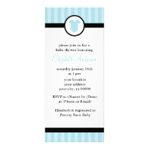 Blue Stripes Baby Shower Invitations