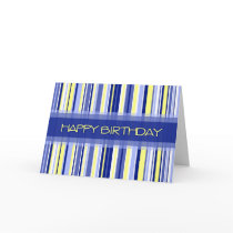 Blue Stripes Business From Group Birthday Card