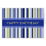 Blue Stripes Business From Group Birthday Card